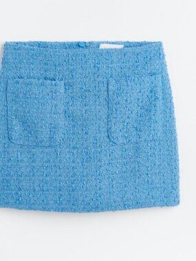 NWT H&M Blue Tweed Mini Skirt Size 6